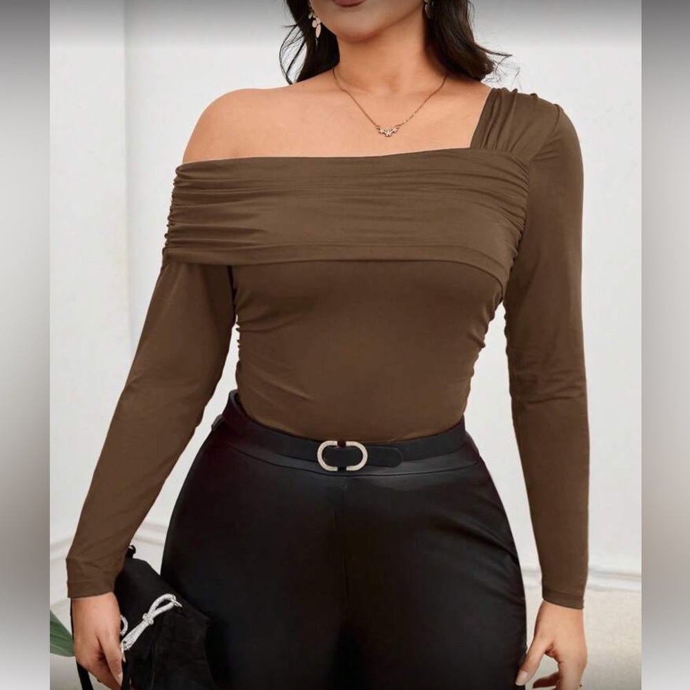 Elegant Brown Off-Shoulder Top